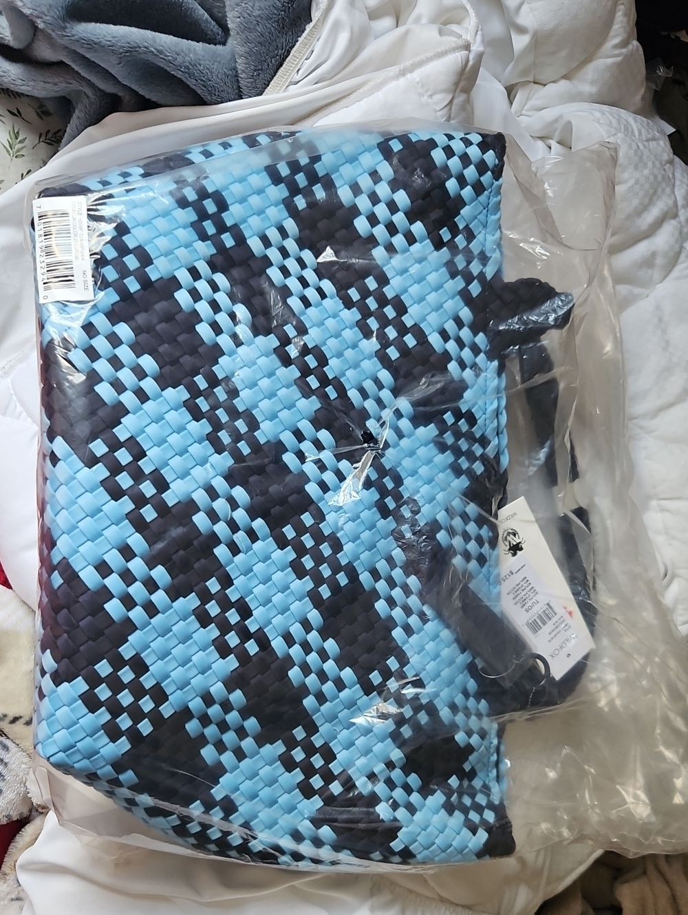 Wildfox Blue and Black Braided Tote Bag